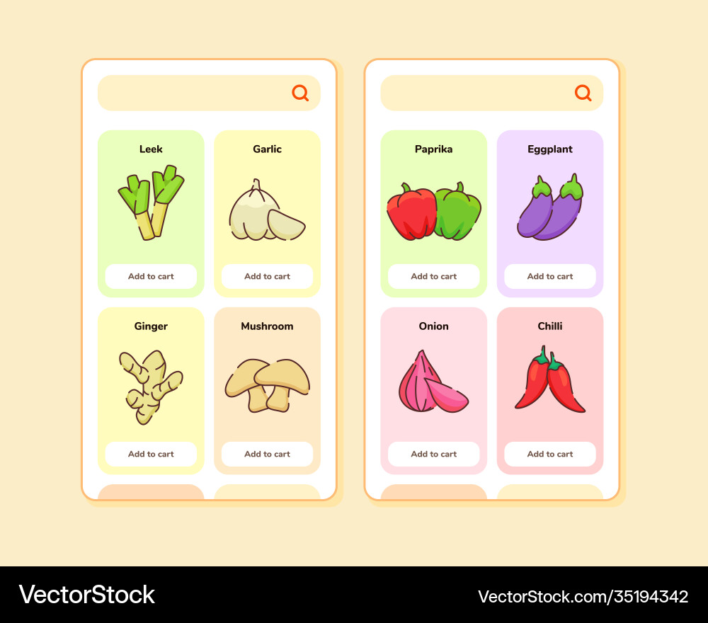 Grocery store ui or ux design for mobile apps Grocery store ui or ux design for mobile apps vector image
