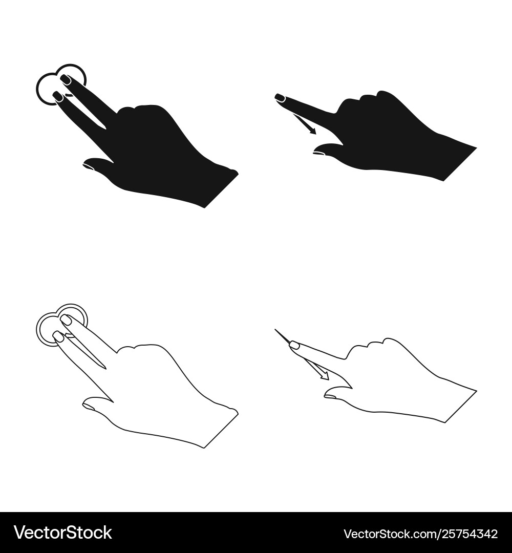 Isolated object touchscreen and hand sign set vector image