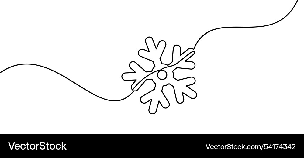 Minimalist snowflake with decorative curved string Minimalist snowflake with decorative curved string Vector Image