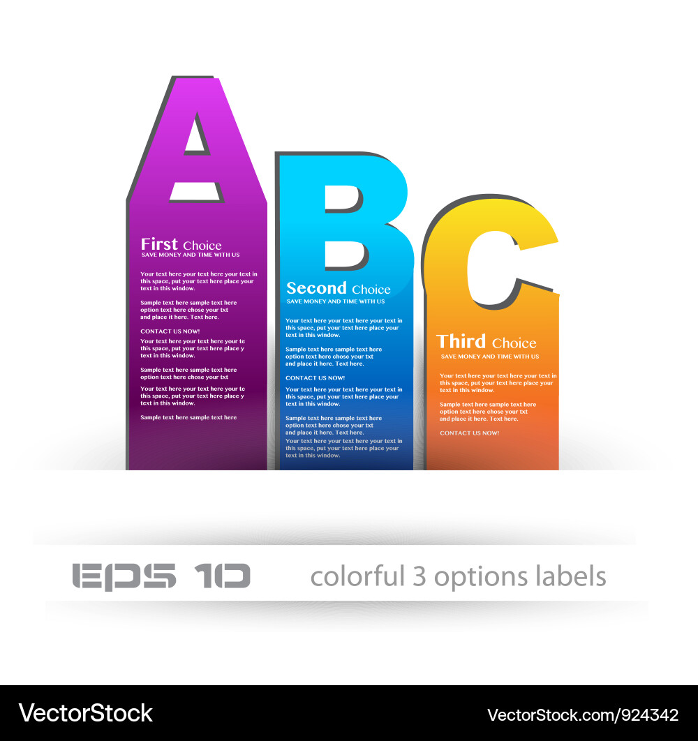 Modern Label Set with 3 Choices Vector Image