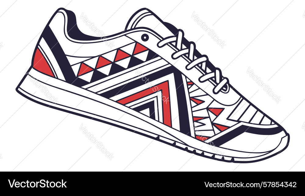 Modern running shoe with geometric pattern Vector Image