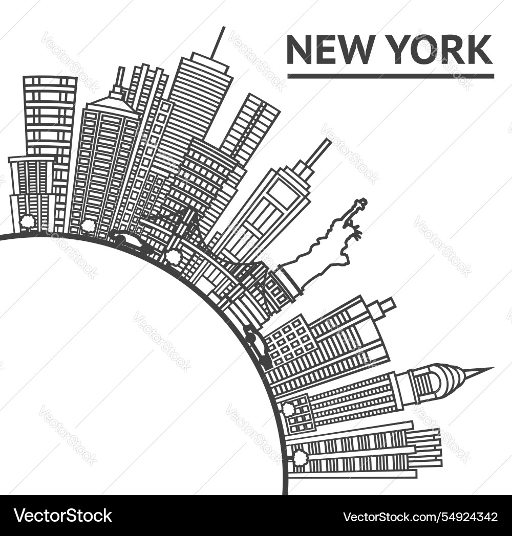 Outline new york usa city skyline mit modern Outline new york usa city skyline mit modern vektorbild