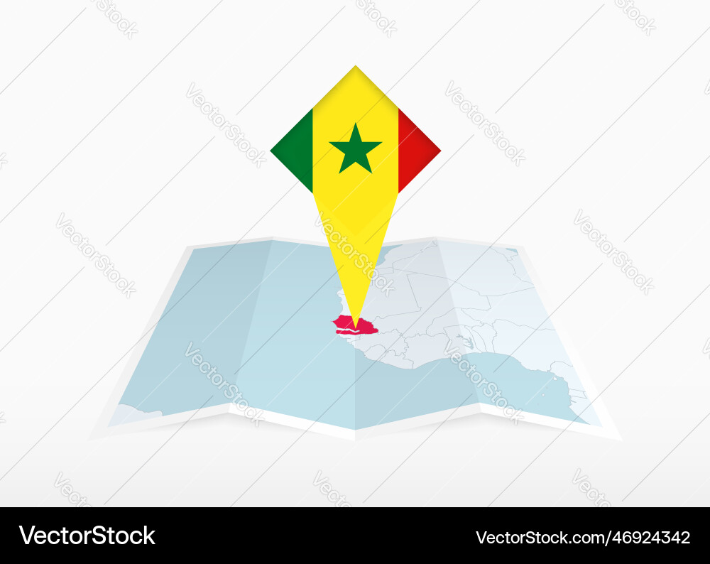 Senegal ist auf einer gefalteten Papierkarte abgebildet Senegal ist auf einer gefalteten Papierkarte abgebildet Vektorbild