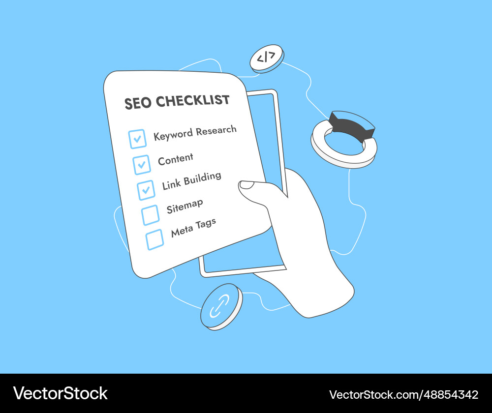 Seo checklist - complete task lists for website Seo checklist - complete task lists for website vector image