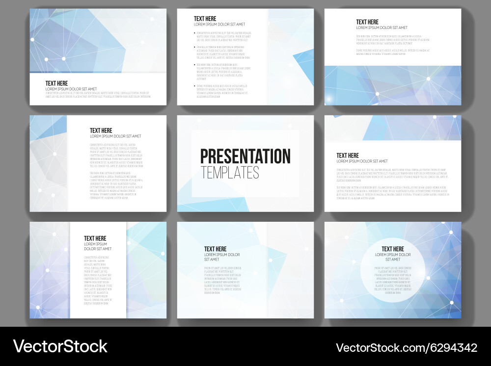 Set of 9 templates for presentation slides vector image