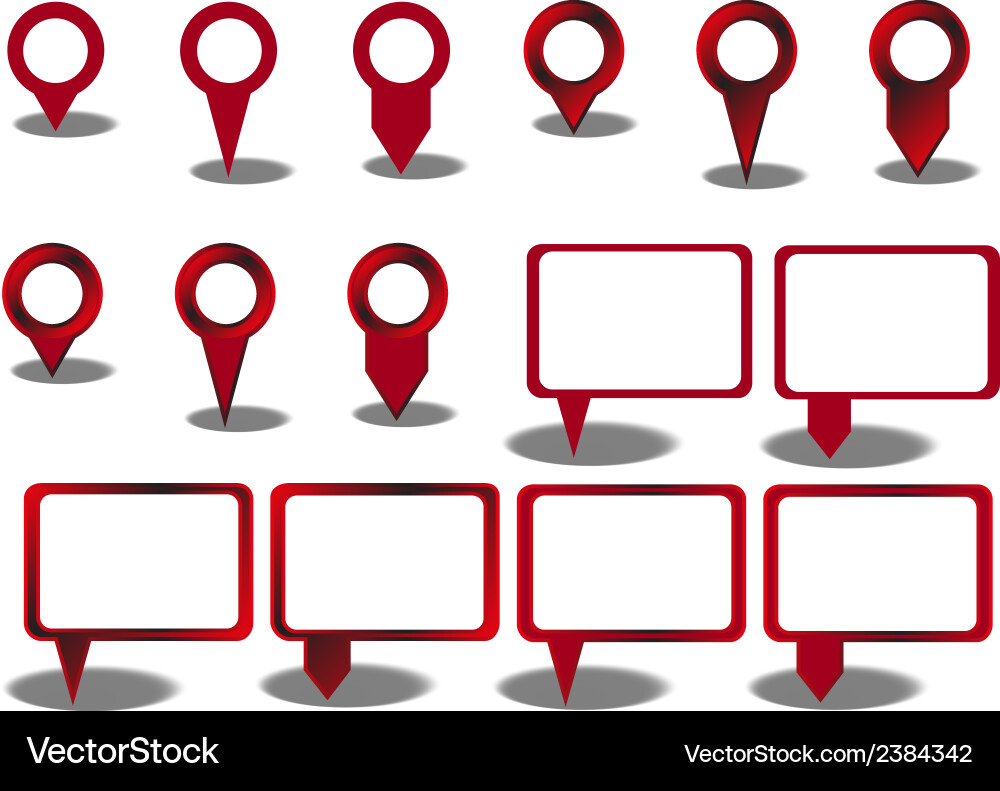 Set red pointers on white background vector image