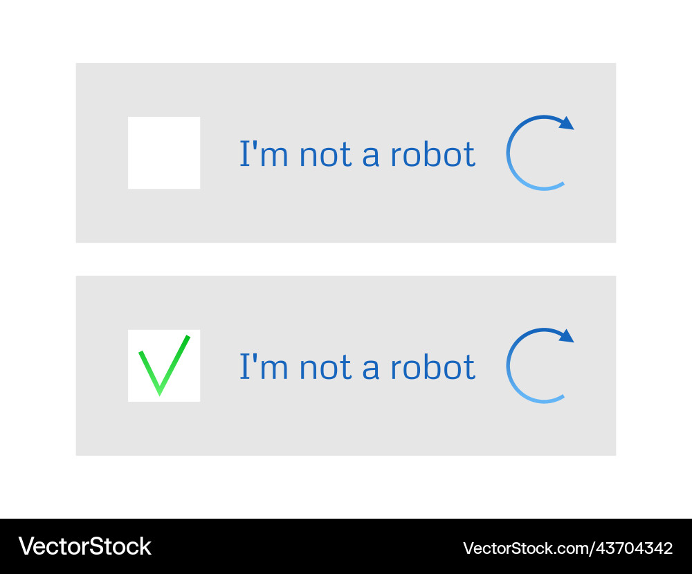 Template for entering captcha im not a robot Template for entering captcha im not a robot vector image