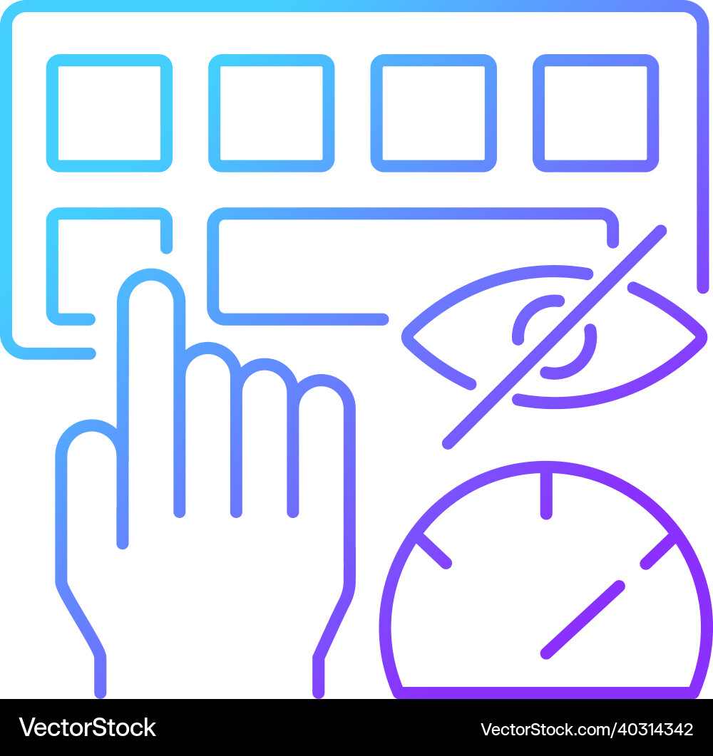 Touch typing gradient linear icon Touch typing gradient linear icon Vector Image