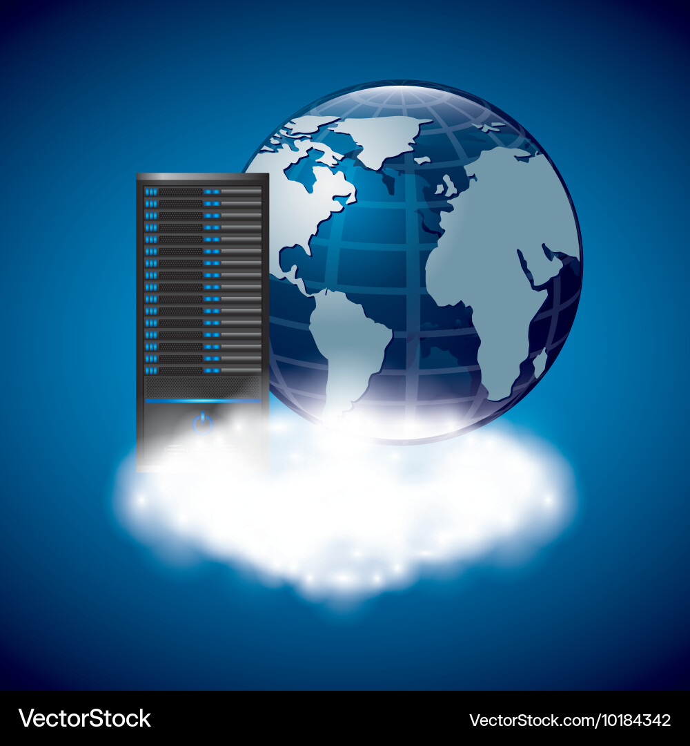 Web hosting with planet icon data center design Vector Image