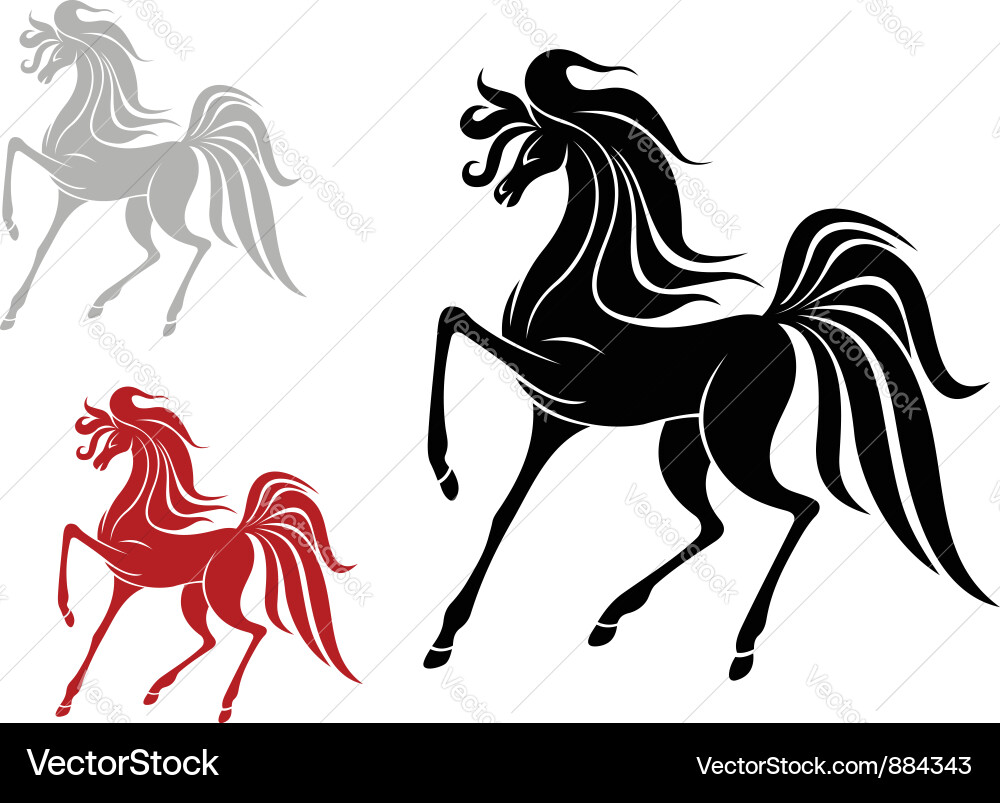 Arabian stallion in three variations Vector Image
