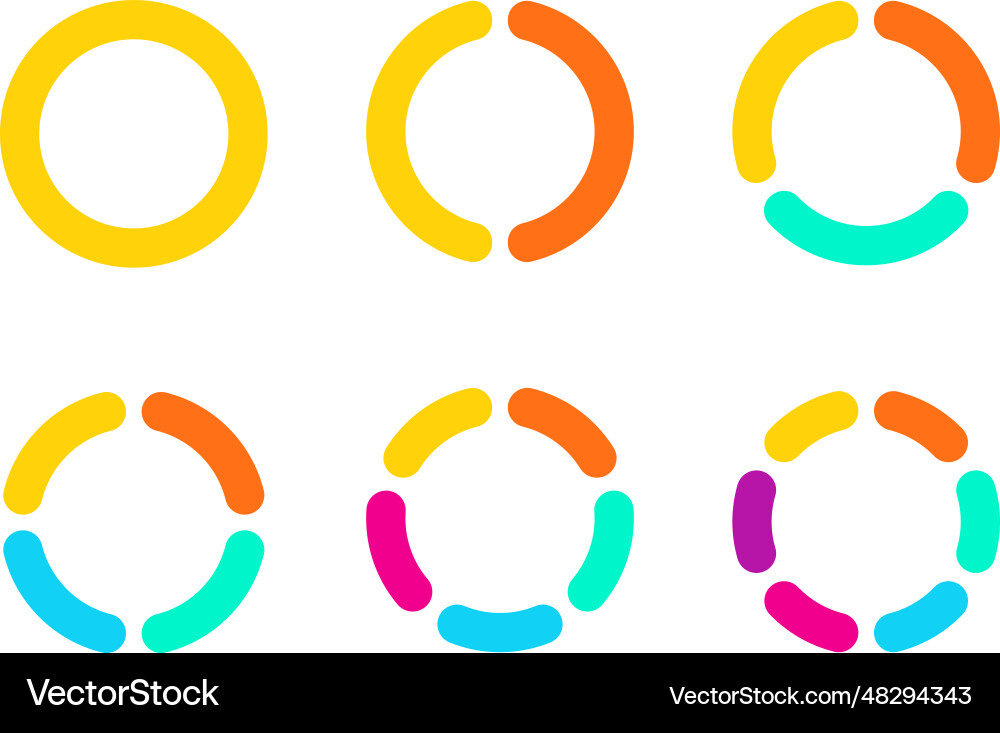Diagram or pie chart set with 123456 sections Diagram or pie chart set with 123456 sections vector image