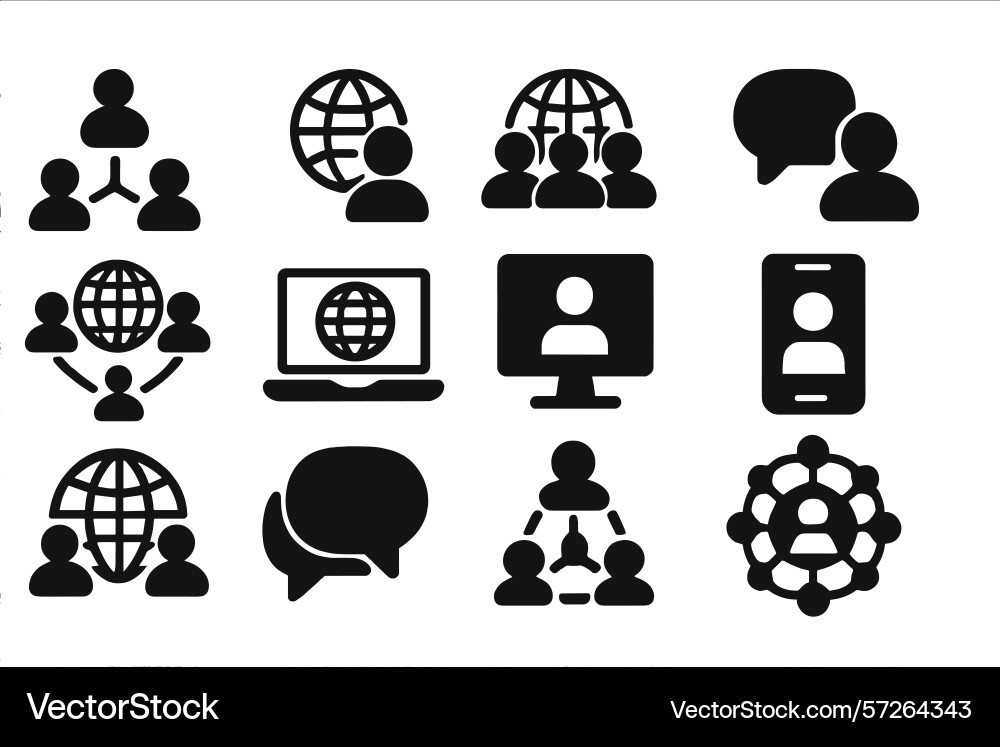 Digital communication and global networking icons Digital communication and global networking icons vector image