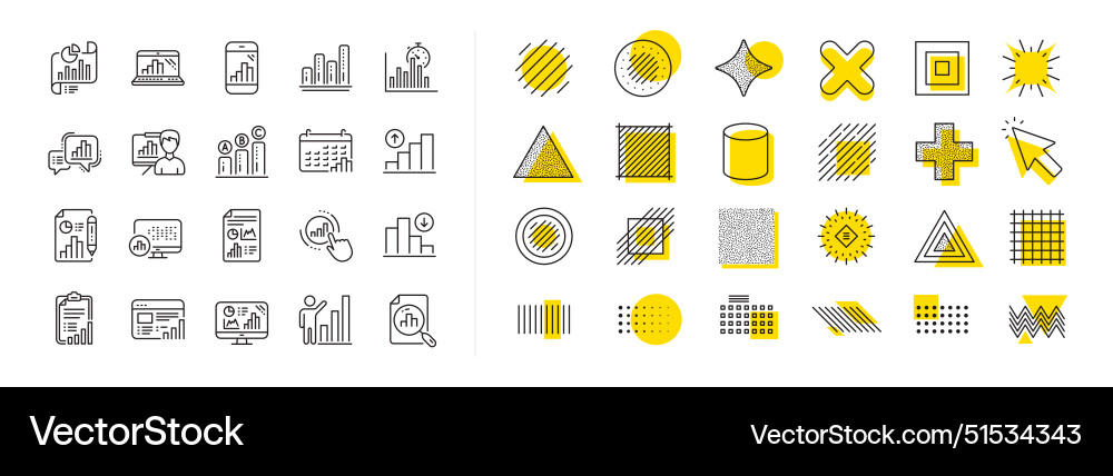Graph line icons set of chart presentation Graph line icons set of chart presentation vector image