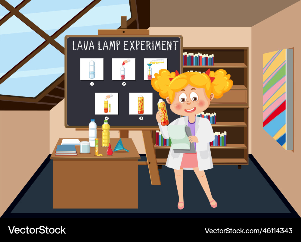 Lava lamp science experiment Lava lamp science experiment Vector Image