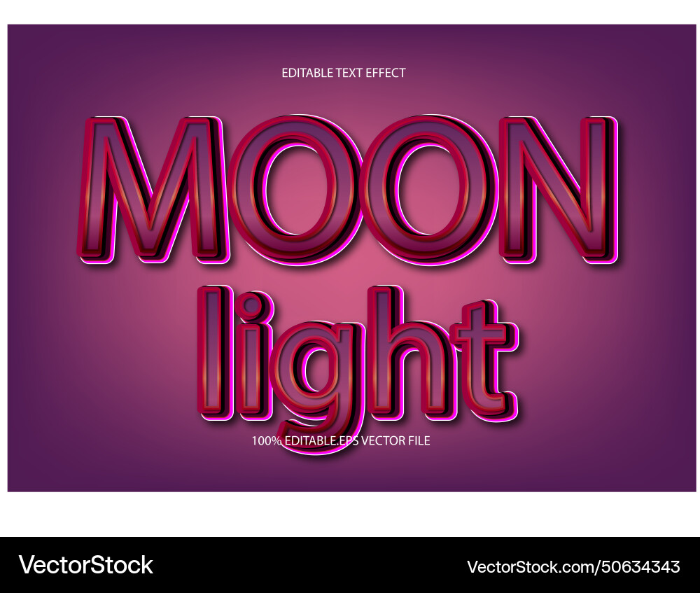 Moon light editable text effect 3d emboss Moon light editable text effect 3d emboss Vector Image
