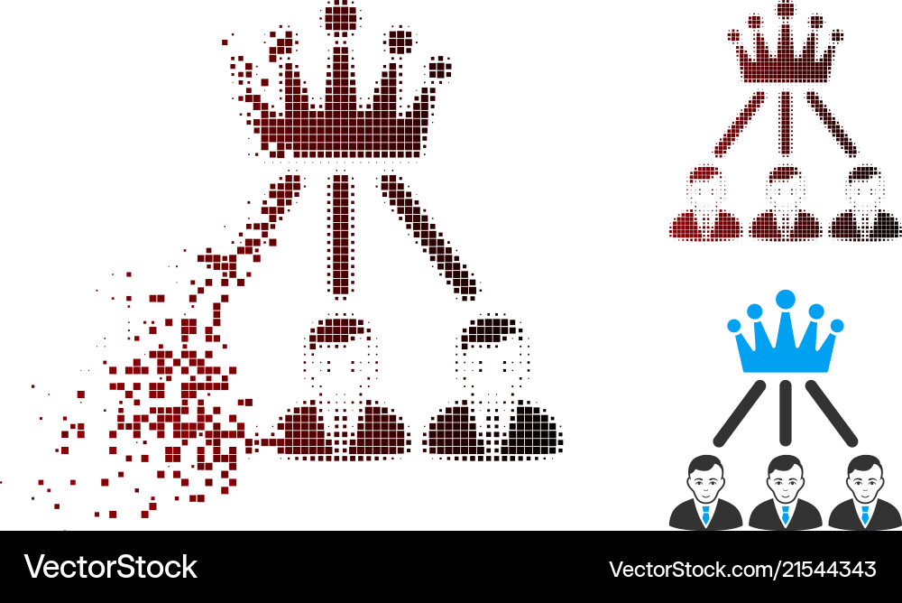 Moving pixel halftone hierarchy men icon Moving pixel halftone hierarchy men icon vector image