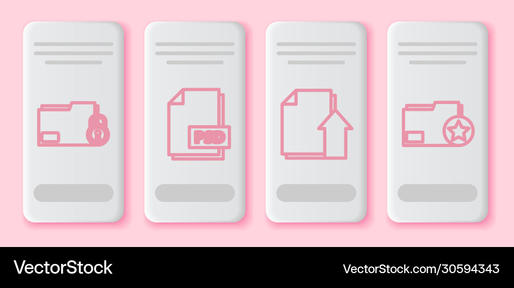 Set line folder and lock psd file document Set line folder and lock psd file document vector image