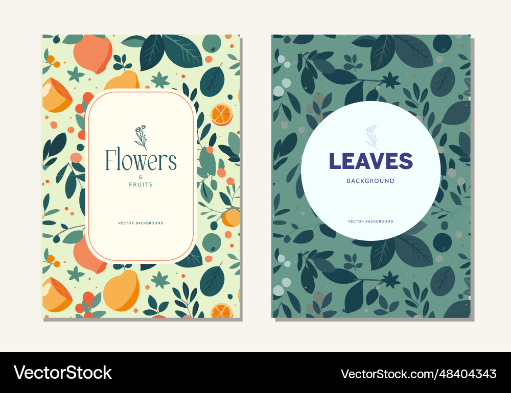 Set of posters with fruit pattern and text frame Vector Image