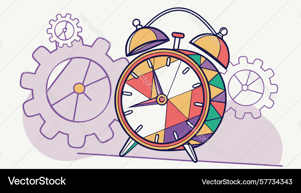 Steampunk-inspired alarm clock with cogs art vector image