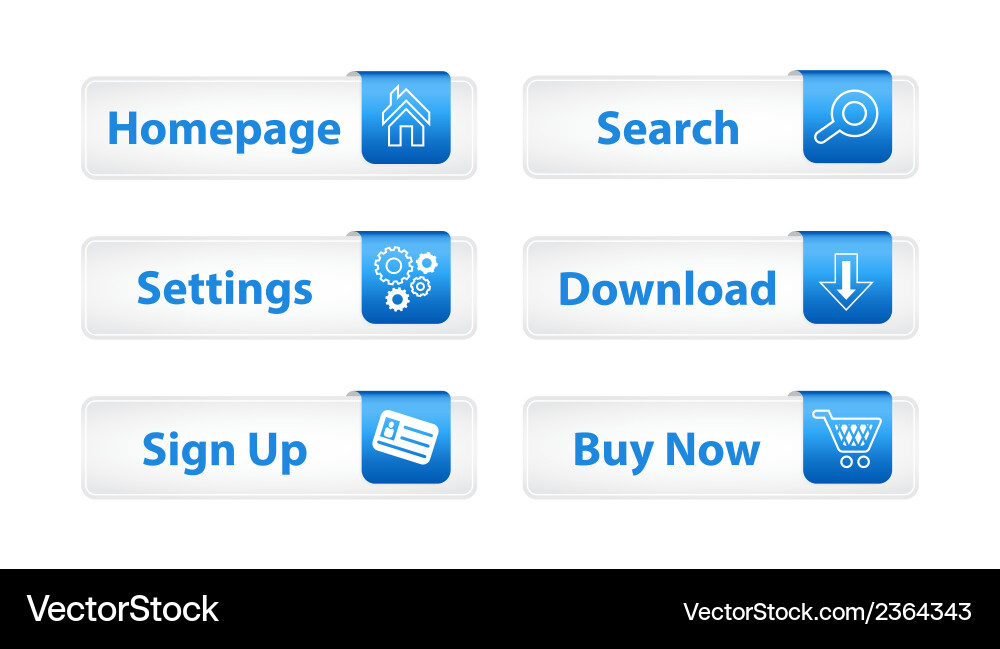 Web buttons with blue bookmarks and six icons Vector Image
