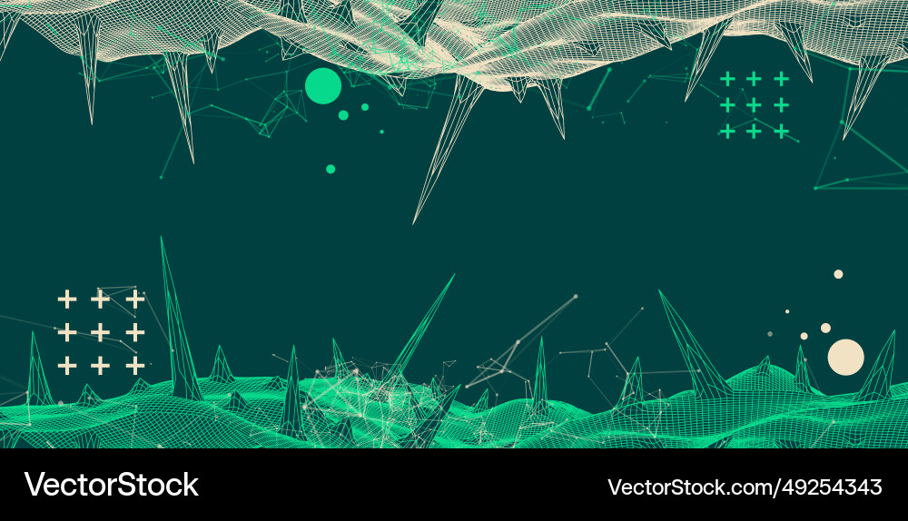 Wireframe Wissenschaft Hintergrund mit Plexus-Effekt vektorbild