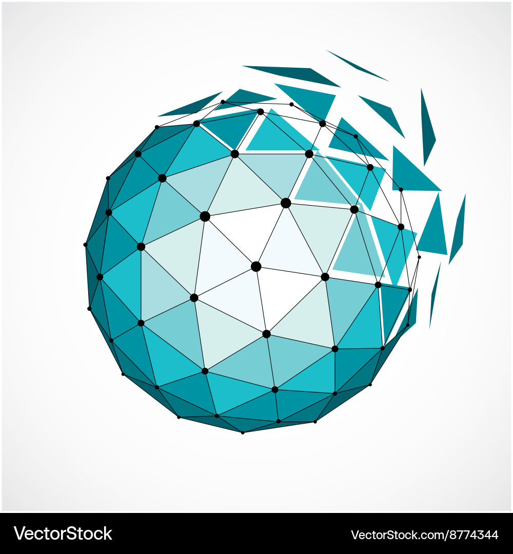 3d digital wireframe spherical object made using Vector Image