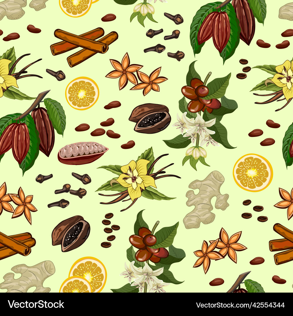 A set of spices in pattern Vector Image