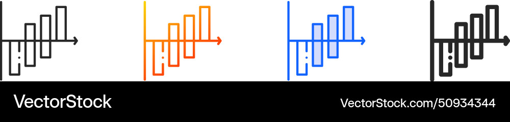 Bar chart iconthin linear gradient blue stroke Vector Image