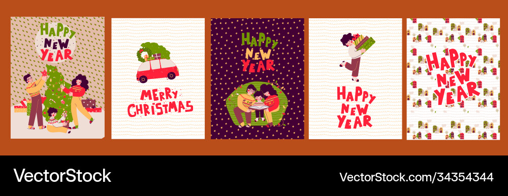 Cartoon Weihnachtskarten Set Poster merry Cartoon Weihnachtskarten Set Poster merry vektorbild