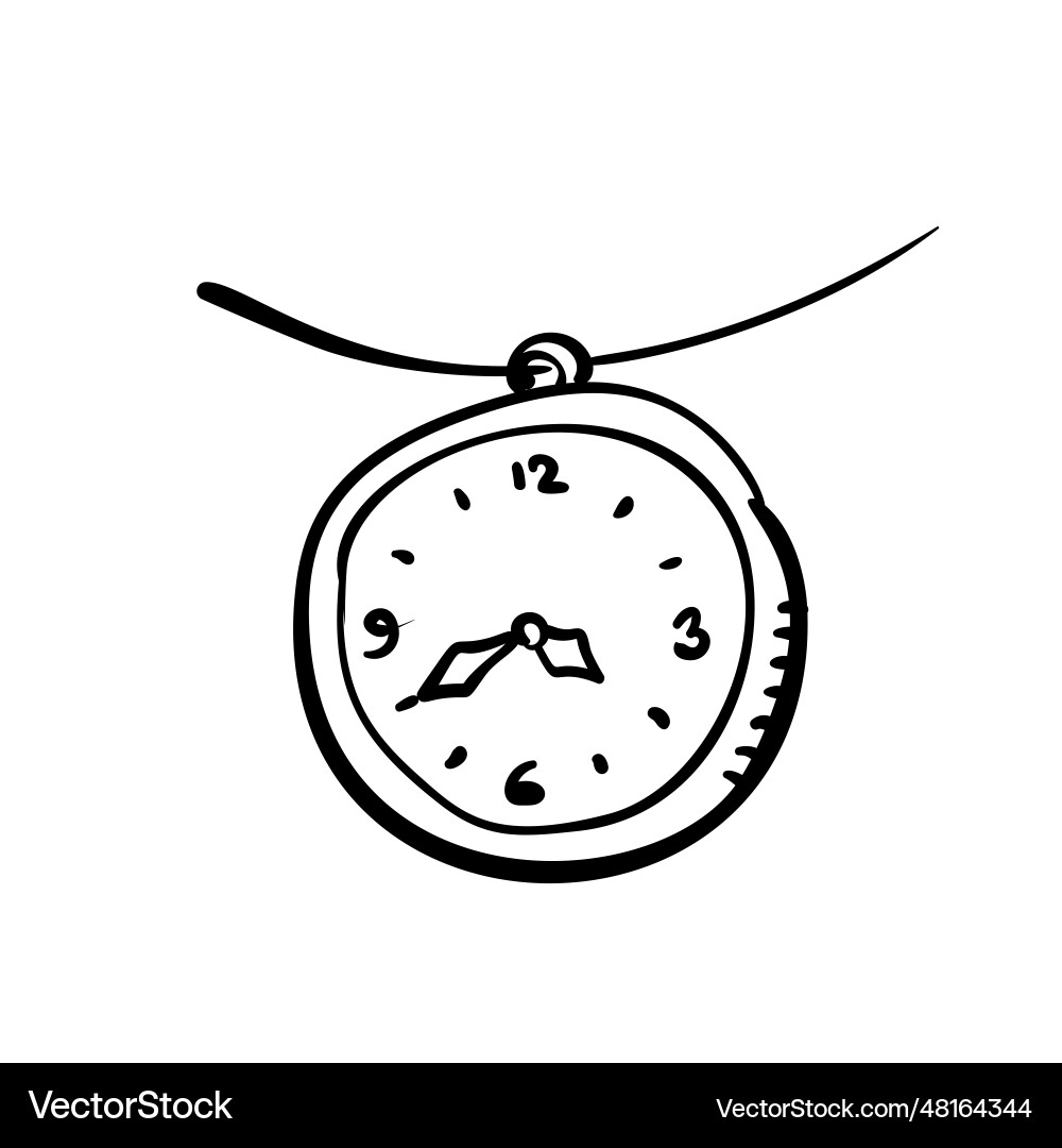 Clock with a round dial hands showing Vector Image