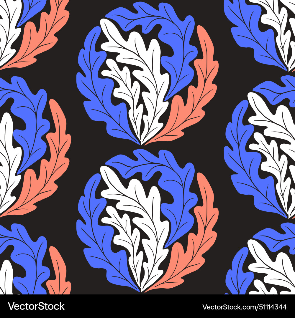 Contrast seamless pattern with abstract leaves Contrast seamless pattern with abstract leaves Vector Image