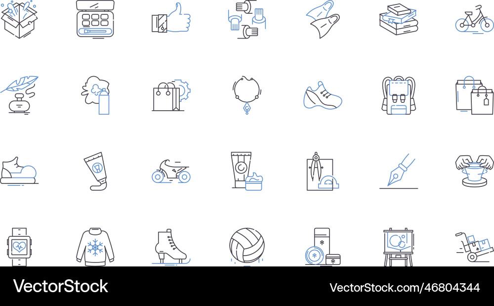 Crafting tools line icons collection scissors Vector Image