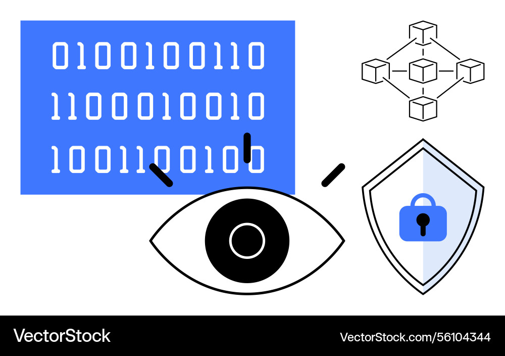 Cybersecurity visual eye binary code block Cybersecurity visual eye binary code block vector image