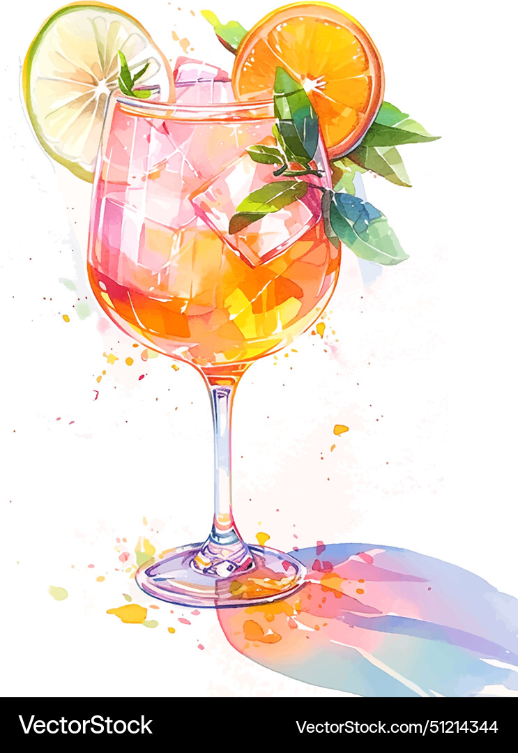 Ein Glas rosa Getränk mit Eiswürfeln und Limette Ein Glas rosa Getränk mit Eiswürfeln und Limette vektorbild