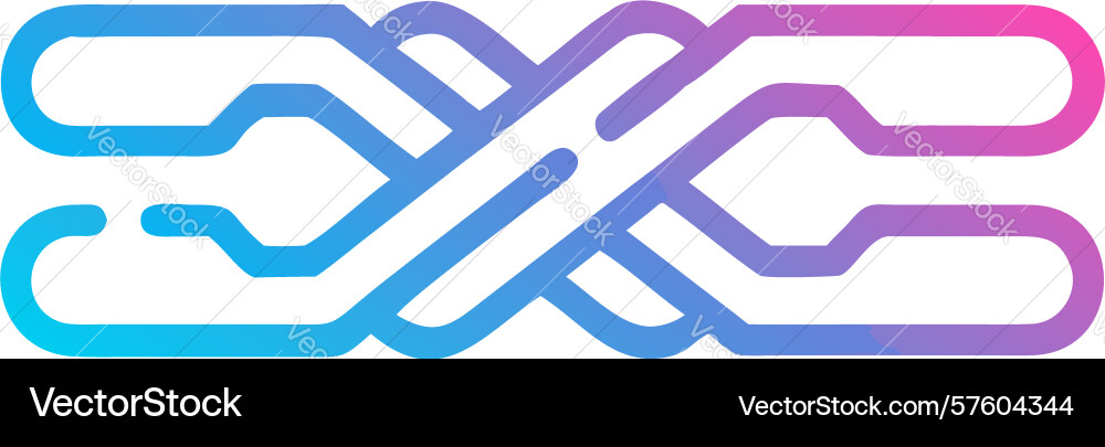 Gradient curved interlocking modern shapes design vector image