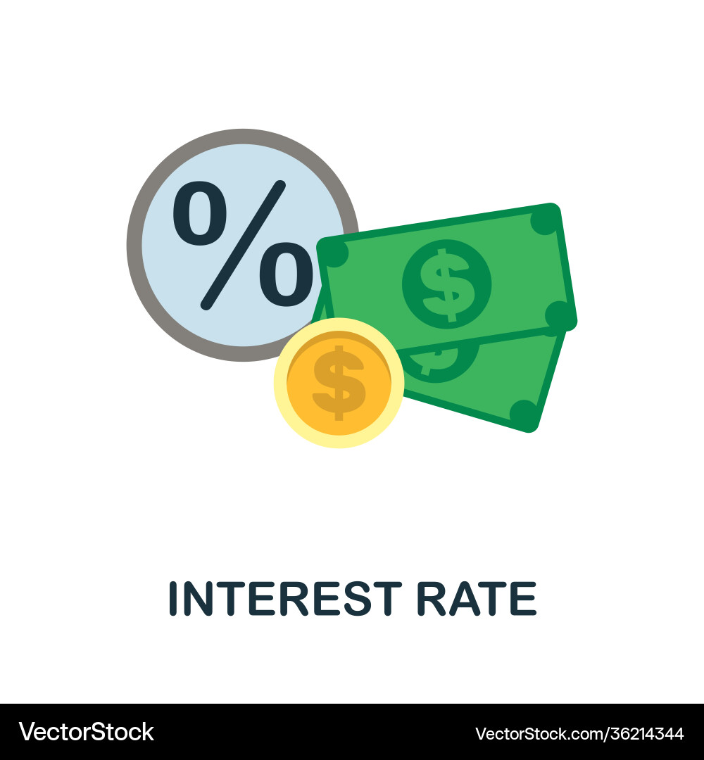 Interest rate flat icon color simple element from Vector Image