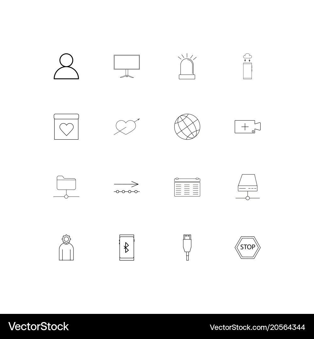 Internet technologies simple linear icons set vector image