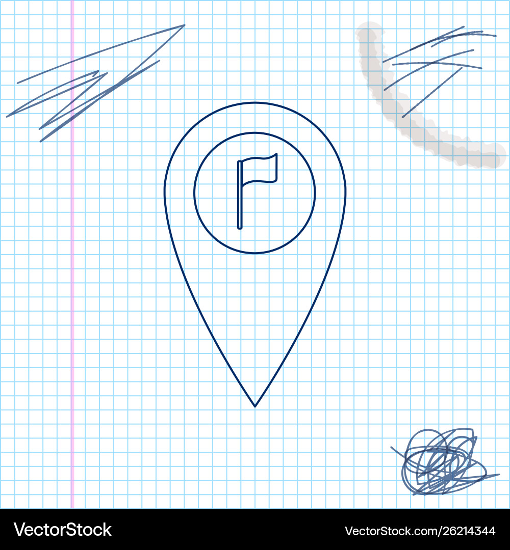 Map pointer with golf flag line sketch icon Map pointer with golf flag line sketch icon vector image
