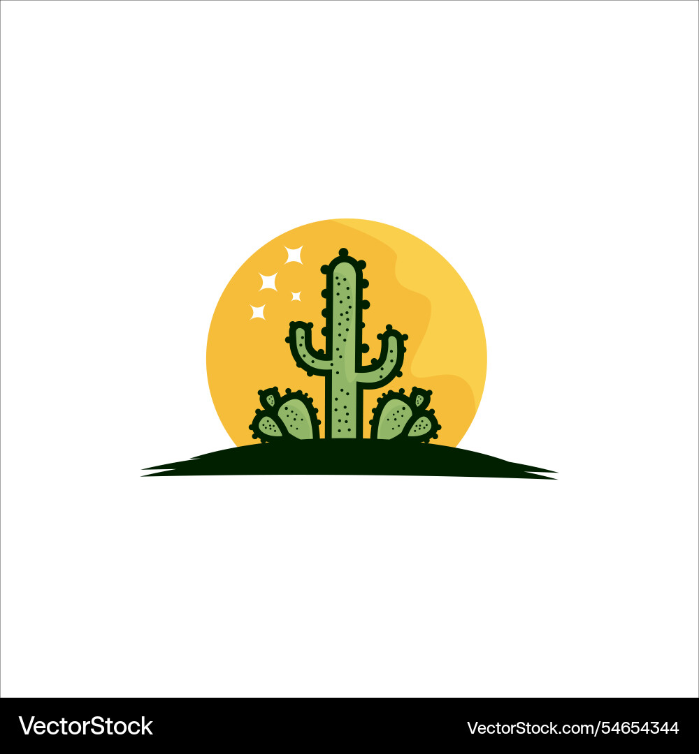 Prickly pear cactus in a circular frame Prickly pear cactus in a circular frame vector image