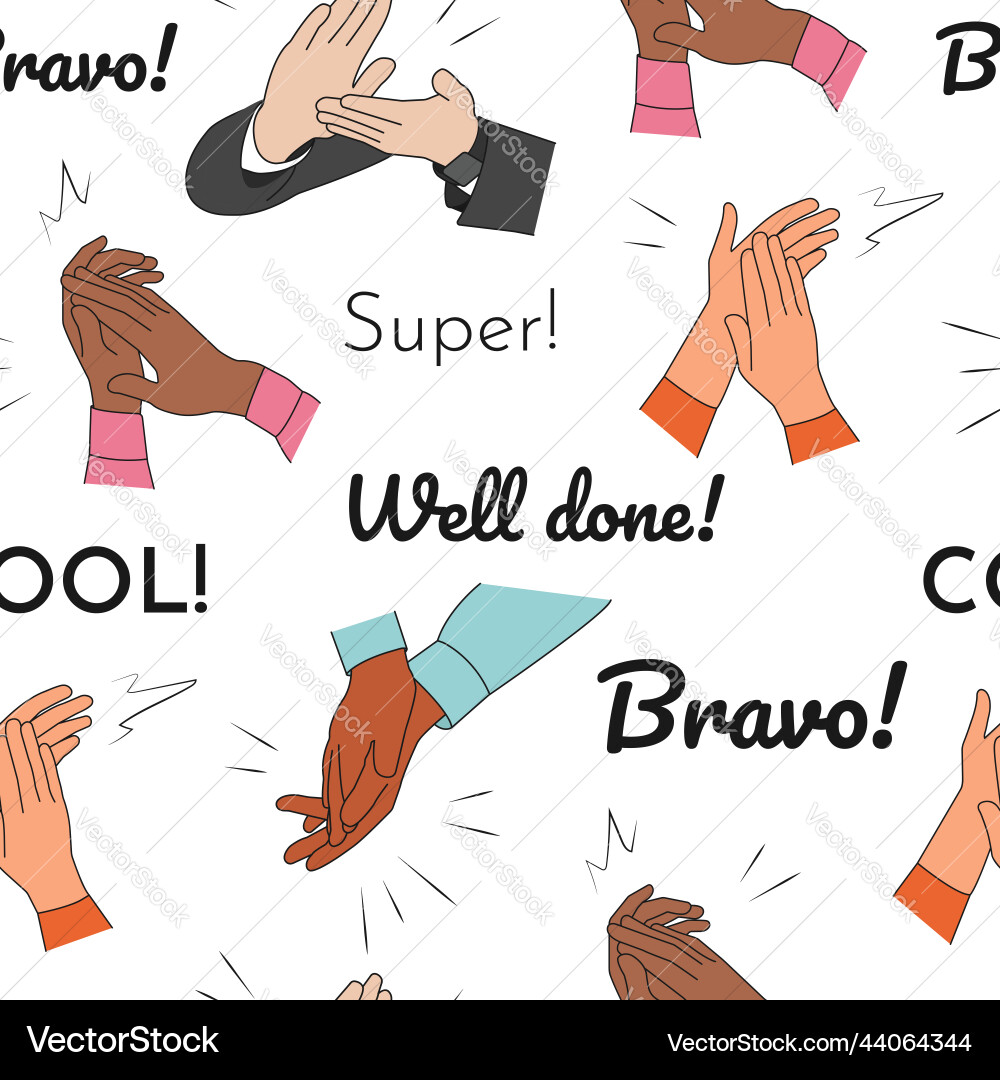 Seamless pattern with applause handclaps Seamless pattern with applause handclaps Vector Image