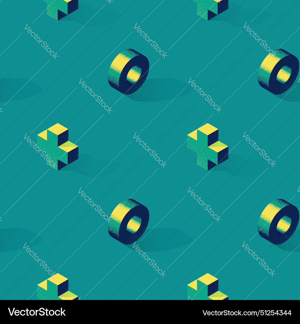 Seamless pattern with cross or plus shape and ring vector image