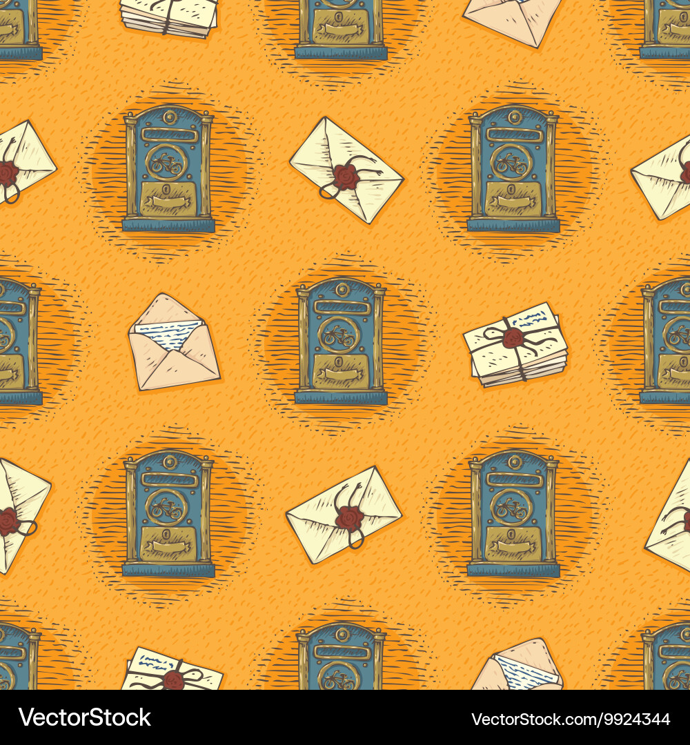 Seamless pattern with envelopes letters Vector Image
