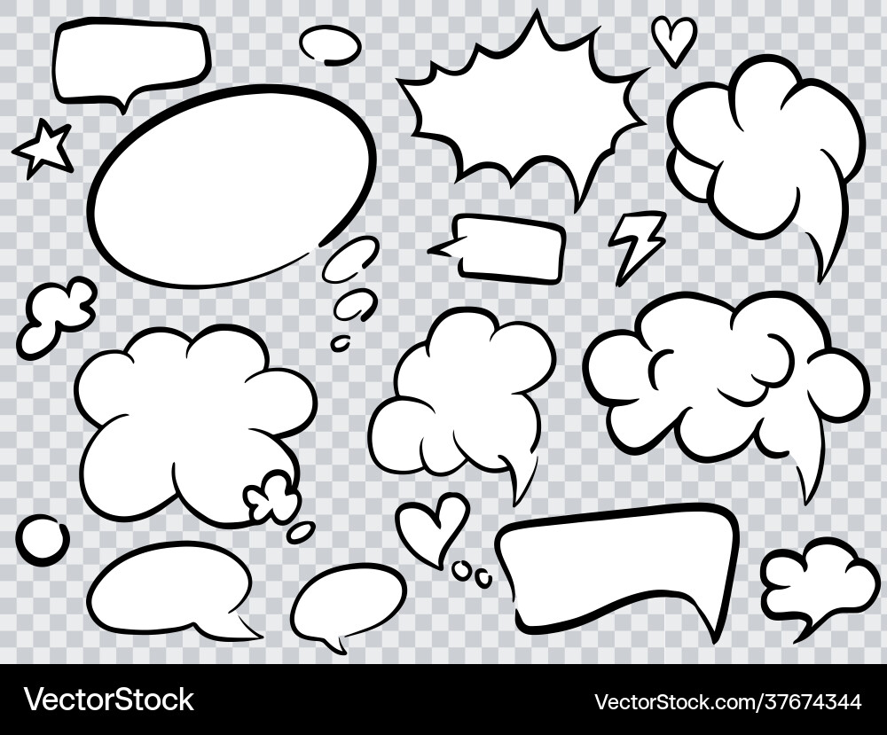 Set cartoon talk bubble speech clouds hand Set cartoon talk bubble speech clouds hand vector image