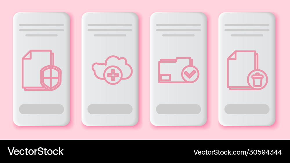 Set line document protection concept add cloud Set line document protection concept add cloud vector image