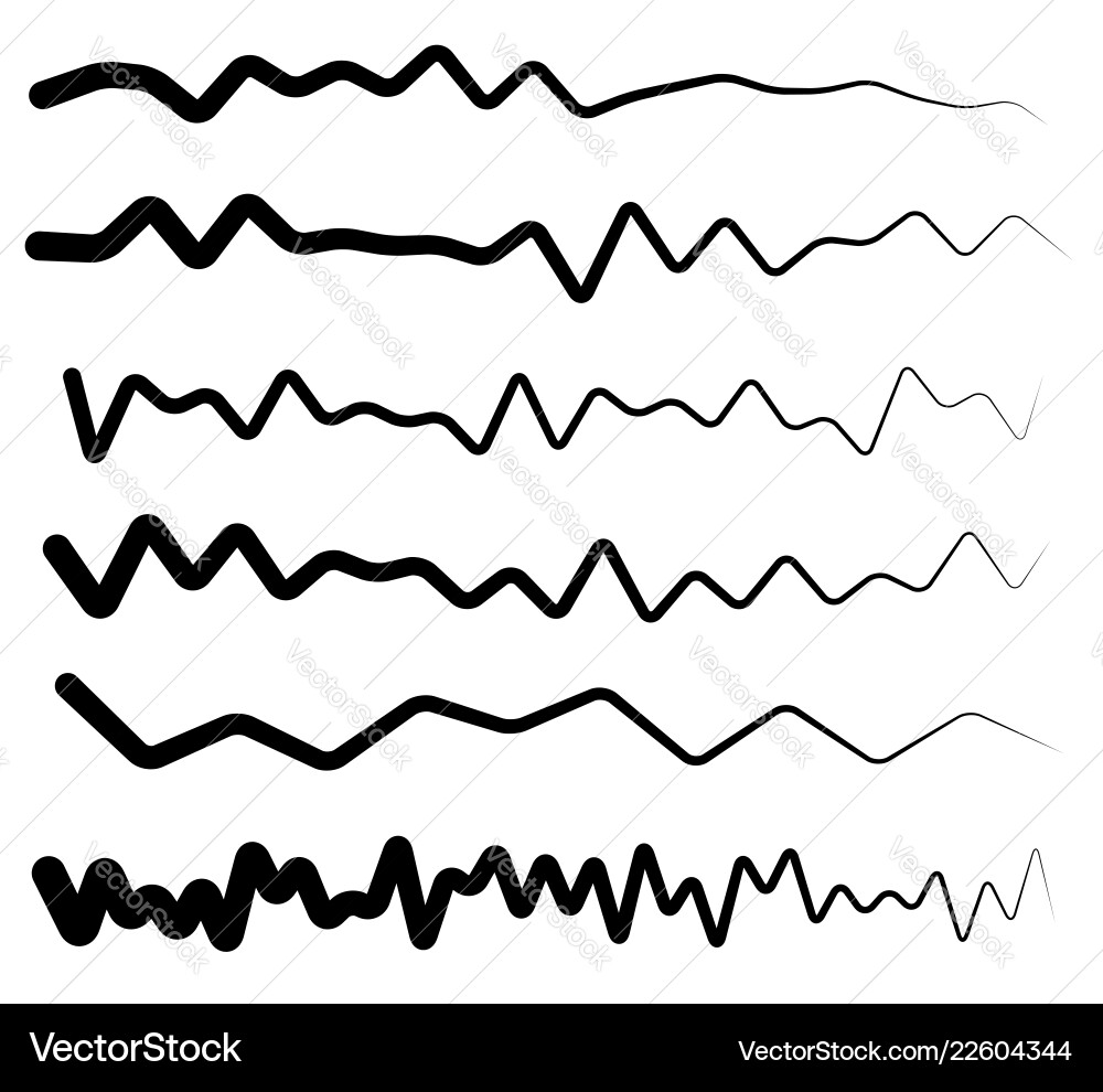 Set of wavy zigzag horizontal lines dividers Set of wavy zigzag horizontal lines dividers vector image