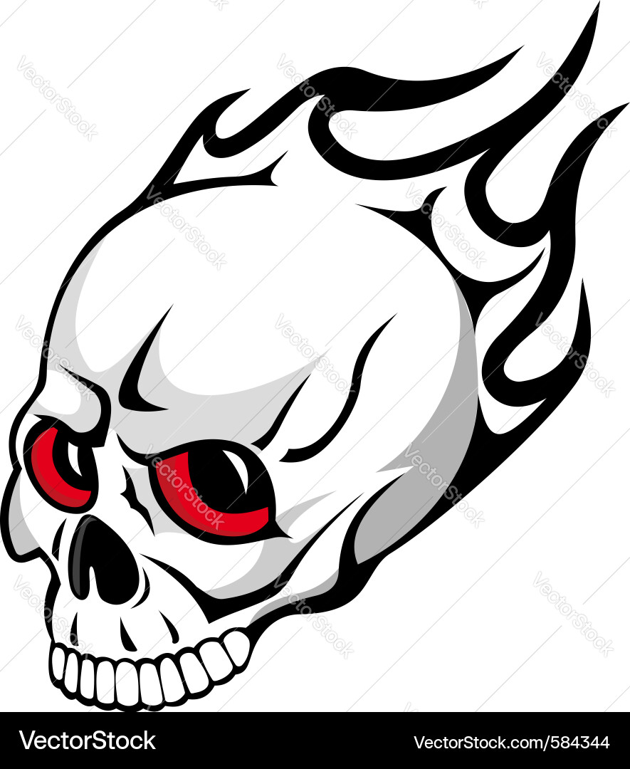 Skull with Flames Tattoo vector image