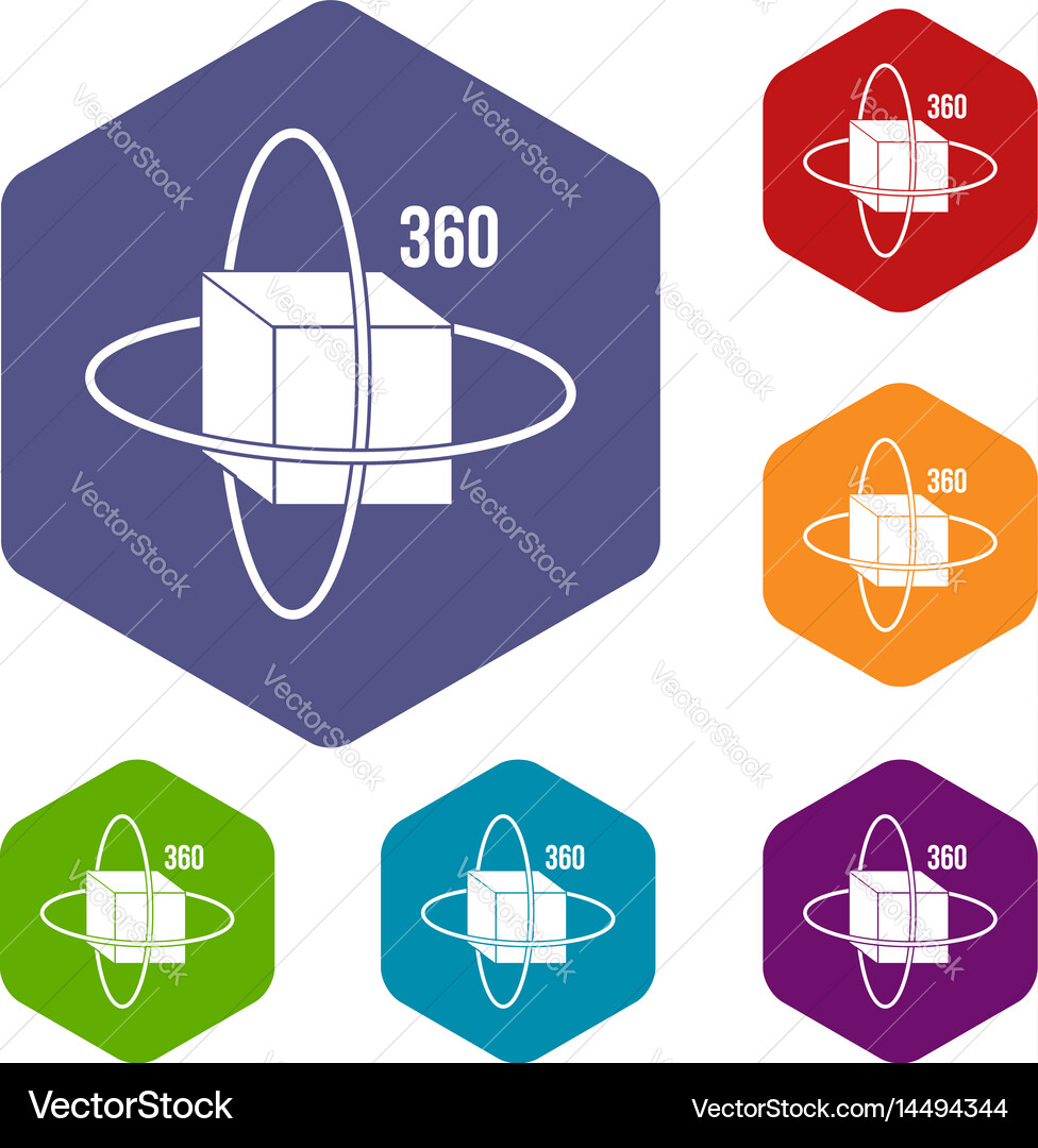 Virtual cube icons set hexagon vector image