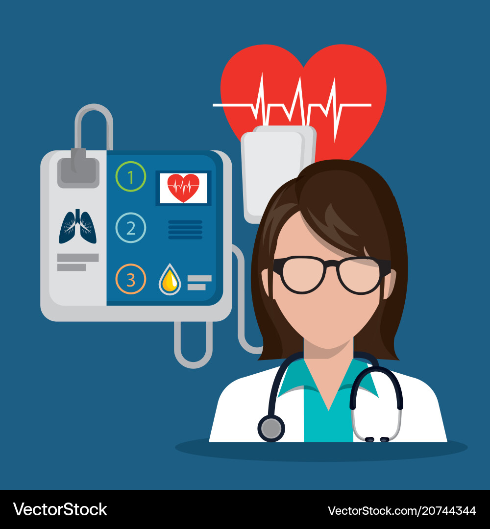 Woman doctor with medical services icons Woman doctor with medical services icons vector image