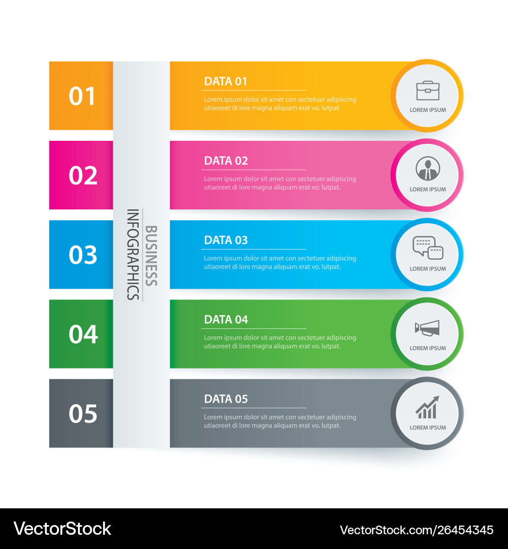 5 data infographics tab paper index template vector image