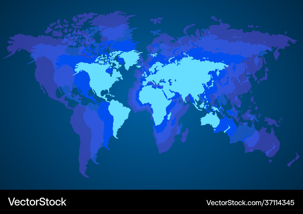 Abstract world map with colorful overlaps vector image